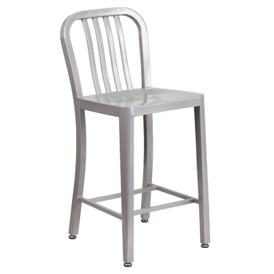 24" Silver Counter Height Stool