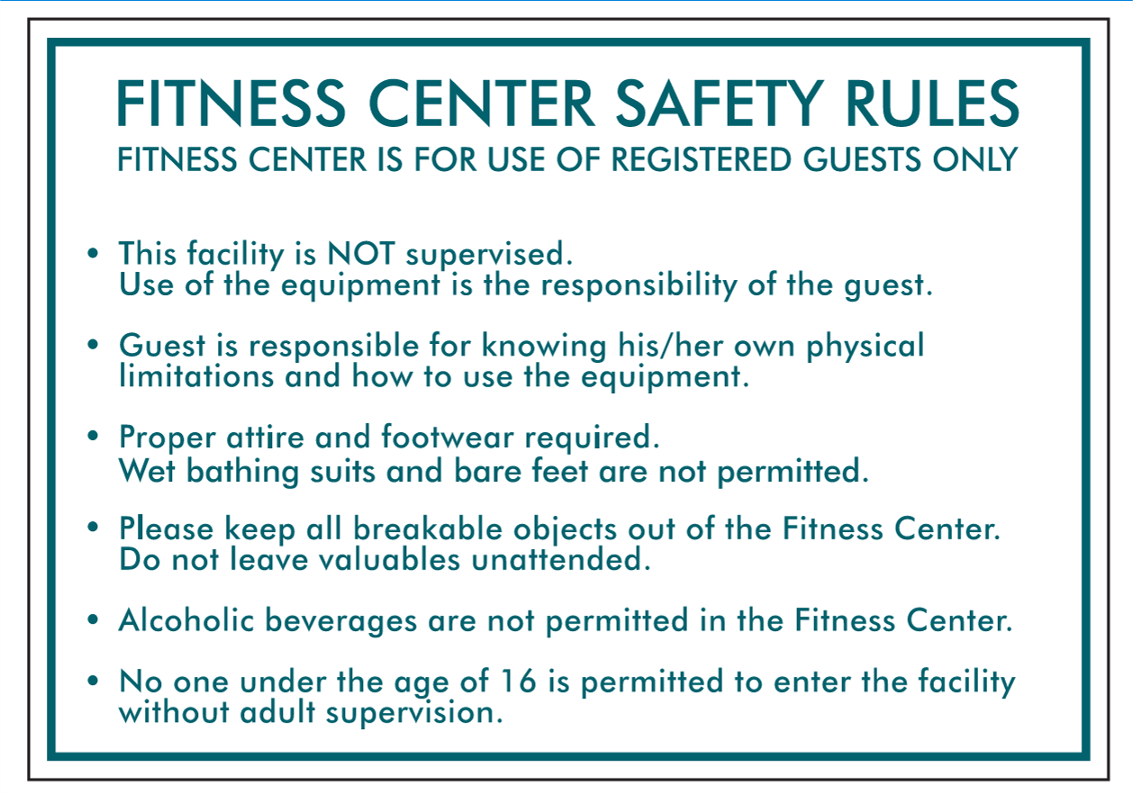 Fitness Center Rules Sign